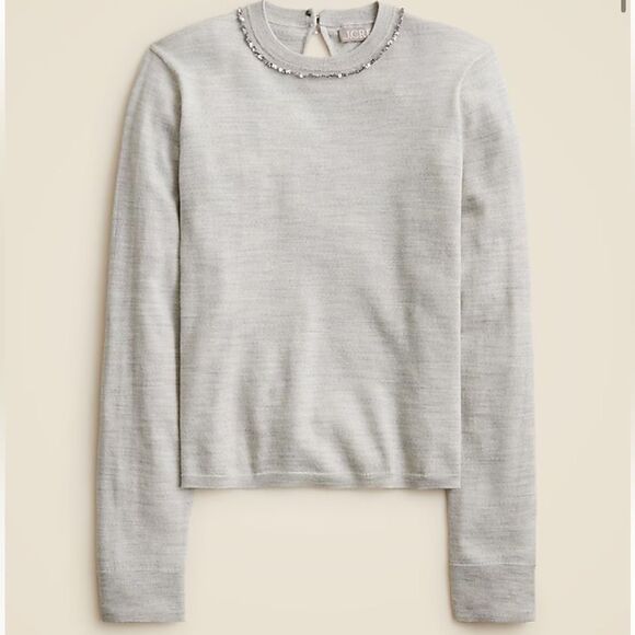 J Crew‎ Carolyn embellished fitted crewneck sweater in merino wool Womens Small - Picture 1 of 9